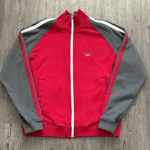 VINTAGE 90S VANS RED FULL ZIP TRACK JACKET MENS MEDIUM